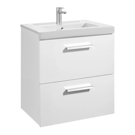 Roca Prisma 600m 2-Drawer Wall Hung Vanity Unit - Gloss White 1 Roca Prisma 600m 2-Drawer Wall Hung Vanity Unit - Gloss White