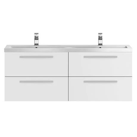 Hudson Reed 1440mm Gloss White Quartet Double Basin Vanity Unit 2 Hudson Reed 1440mm Gloss White Quartet Double Basin Vanity Unit - Image 2
