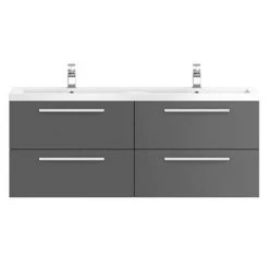 Hudson Reed 1440mm Gloss Grey Quartet Double Basin Vanity Unit 8 Hudson Reed 1440mm Gloss Grey Quartet Double Basin Vanity Unit -Vanity Units Sales Store QUA002 ndetail1 460