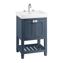 Burlington Riviera Matt Blue 580mm Vanity Unit with Square Basin