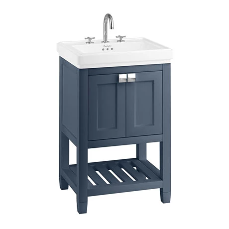 Burlington Riviera Matt Blue 580mm Vanity Unit with Square Basin 1 Burlington Riviera Matt Blue 580mm Vanity Unit with Square Basin