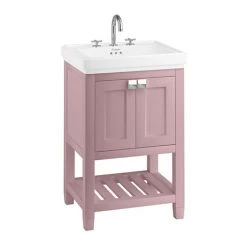 Burlington Riviera Matt Pink 580mm Vanity Unit with Square Basin