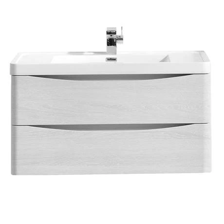 Monza White Ash 900mm Wide Wall Mounted Vanity Unit 6 Monza White Ash 900mm Wide Wall Mounted Vanity Unit - Image 6