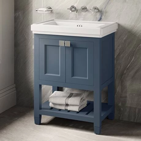 Burlington Riviera Matt Blue 580mm Vanity Unit with Square Basin 2 Burlington Riviera Matt Blue 580mm Vanity Unit with Square Basin - Image 2