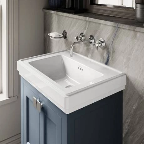 Burlington Riviera Matt Blue 580mm Vanity Unit with Square Basin 4 Burlington Riviera Matt Blue 580mm Vanity Unit with Square Basin - Image 4