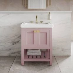 Burlington Riviera Matt Pink 580mm Vanity Unit with Square Basin -Vanity Units Sales Store Riviera Pink 3 460 1