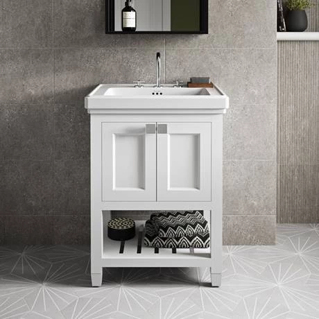Burlington Riviera Matt White 650mm Vanity Unit with Square Basin 2 Burlington Riviera Matt White 650mm Vanity Unit with Square Basin - Image 2