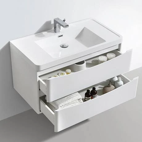 Monza White Ash 900mm Wide Wall Mounted Vanity Unit 2 Monza White Ash 900mm Wide Wall Mounted Vanity Unit - Image 2