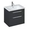Britton Shoreditch 650mm Wall-Hung Double Drawer Vanity Unit with Chrome Handles - Matt Grey