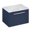 Britton Shoreditch Wall Hung Countertop Vanity Unit - 650mm Matt Blue with Carrara White Worktop