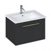 Britton Shoreditch 650mm Wall-Hung Single Drawer Vanity Unit with Brass Handle - Matt Grey