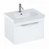 Britton Shoreditch Wall Hung Vanity Unit - Matt White - 650mm with Chrome Handle inc. Round Basin