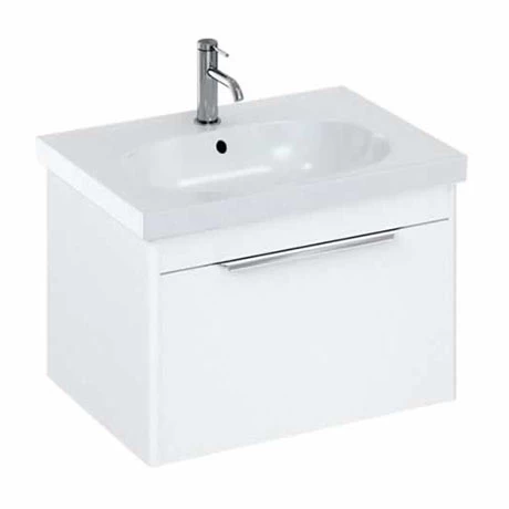 Britton Shoreditch Wall Hung Vanity Unit - Matt White - 650mm with Chrome Handle inc. Round Basin 1 Britton Shoreditch Wall Hung Vanity Unit - Matt White - 650mm with Chrome Handle inc. Round Basin
