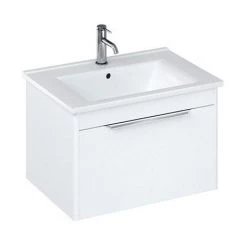 Britton Shoreditch 650mm Wall-Hung Single Drawer Vanity Unit with Chrome Handle - Matt White