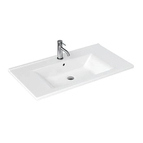 Britton Shoreditch 850mm Wall-Hung Double Drawer Vanity Unit with Black Handles - Matt Blue 2 Britton Shoreditch 850mm Wall-Hung Double Drawer Vanity Unit with Black Handles - Matt Blue - Image 2