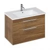 Britton Shoreditch 850mm Wall-Hung Double Drawer Vanity Unit with Chrome Handles - Caramel