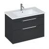 Britton Shoreditch 850mm Wall-Hung Double Drawer Vanity Unit with Chrome Handles - Matt Grey