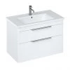 Britton Shoreditch 850mm Wall-Hung Double Drawer Vanity Unit with Chrome Handles - Matt White