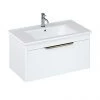 Britton Shoreditch 850mm Wall-Hung Single Drawer Vanity Unit with Brass Handle - Matt White
