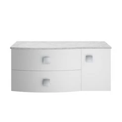 Hudson Reed Sarenna Wall Hung Countertop Vanity Unit - Moon White - 1000mm with Grey Marble Top
