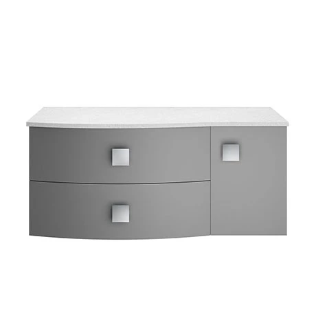 Hudson Reed Sarenna Wall Hung Countertop Vanity Unit - Dove Grey - 1000mm with White Marble Top 1 Hudson Reed Sarenna Wall Hung Countertop Vanity Unit - Dove Grey - 1000mm with White Marble Top