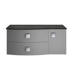 Hudson Reed Sarenna Wall Hung Countertop Vanity Unit - Dove Grey - 1000mm with Black Marble Top