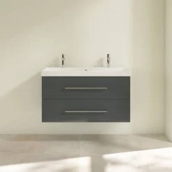 Villeroy and Boch Avento Crystal Grey 1000mm Wall Hung 2-Drawer Double Vanity Unit -Vanity Units Sales Store SAVE01B101 D2 460