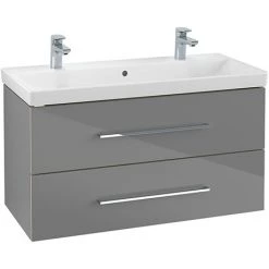 Villeroy and Boch Avento Crystal Grey 1000mm Wall Hung 2-Drawer Double Vanity Unit