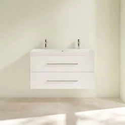 Villeroy and Boch Avento Crystal White 1000mm Wall Hung 2-Drawer Double Vanity Unit -Vanity Units Sales Store SAVE01B401 D2 460