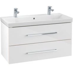 Villeroy and Boch Avento Crystal White 1000mm Wall Hung 2-Drawer Double Vanity Unit