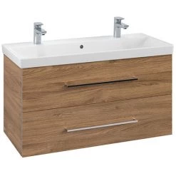 Villeroy and Boch Avento Oak Kansas 1000mm Wall Hung 2-Drawer Double Vanity Unit