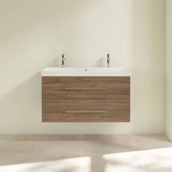 Villeroy and Boch Avento Arizona Oak 1000mm Wall Hung 2-Drawer Double Vanity Unit -Vanity Units Sales Store SAVE01VH01 D2 460