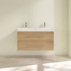 Villeroy and Boch Avento Nordic Oak 1000mm Wall Hung 2-Drawer Double Vanity Unit -Vanity Units Sales Store SAVE01VJ01 D2 460