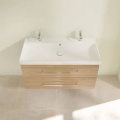 Villeroy and Boch Avento Nordic Oak 1000mm Wall Hung 2-Drawer Double Vanity Unit -Vanity Units Sales Store SAVE01VJ01 D3 460
