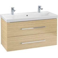 Villeroy and Boch Avento Nordic Oak 1000mm Wall Hung 2-Drawer Double Vanity Unit