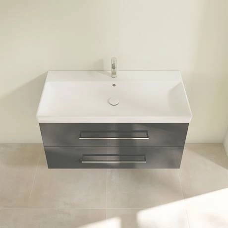 Villeroy and Boch Avento Crystal Grey 1000mm Wall Hung 2-Drawer Vanity Unit 4 Villeroy and Boch Avento Crystal Grey 1000mm Wall Hung 2-Drawer Vanity Unit - Image 4