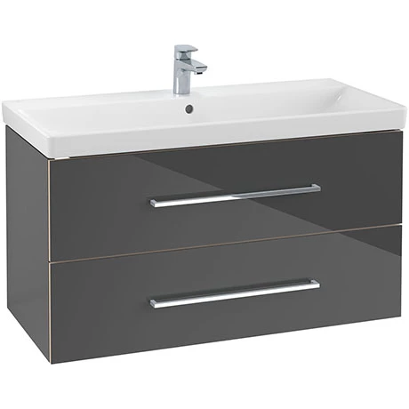 Villeroy and Boch Avento Crystal Grey 1000mm Wall Hung 2-Drawer Vanity Unit 1 Villeroy and Boch Avento Crystal Grey 1000mm Wall Hung 2-Drawer Vanity Unit