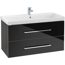 Villeroy and Boch Avento Crystal Black 1000mm Wall Hung 2-Drawer Vanity Unit