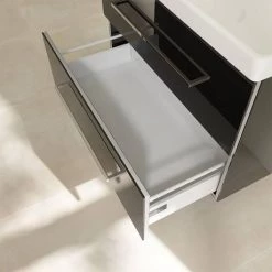 Villeroy and Boch Avento Crystal Black 800mm Wall Hung 2-Drawer Vanity Unit -Vanity Units Sales Store SAVE05B301 D5 460