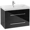 Villeroy and Boch Avento Crystal Black 800mm Wall Hung 2-Drawer Vanity Unit
