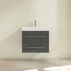 Villeroy and Boch Avento Crystal Grey 650mm Wall Hung 2-Drawer Vanity Unit -Vanity Units Sales Store SAVE07B101 D2 460