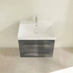 Villeroy and Boch Avento Crystal Grey 650mm Wall Hung 2-Drawer Vanity Unit -Vanity Units Sales Store SAVE07B101 D4 460