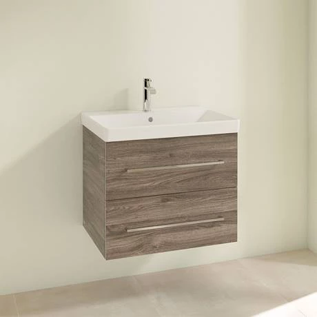 Villeroy and Boch Avento Stone Oak 650mm Wall Hung 2-Drawer Vanity Unit 2 Villeroy and Boch Avento Stone Oak 650mm Wall Hung 2-Drawer Vanity Unit - Image 2