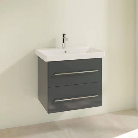 Villeroy and Boch Avento Crystal Grey 600mm Wall Hung 2-Drawer Vanity Unit 2 Villeroy and Boch Avento Crystal Grey 600mm Wall Hung 2-Drawer Vanity Unit - Image 2