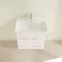Villeroy and Boch Avento Wall Hung Vanity Unit 580mm - Crystal White - SAVE09B401 -Vanity Units Sales Store SAVE09B401 D3 460