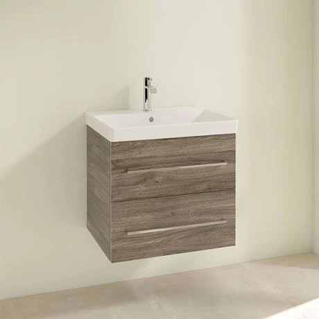 Villeroy and Boch Avento Stone Oak 600mm Wall Hung 2-Drawer Vanity Unit 2 Villeroy and Boch Avento Stone Oak 600mm Wall Hung 2-Drawer Vanity Unit - Image 2