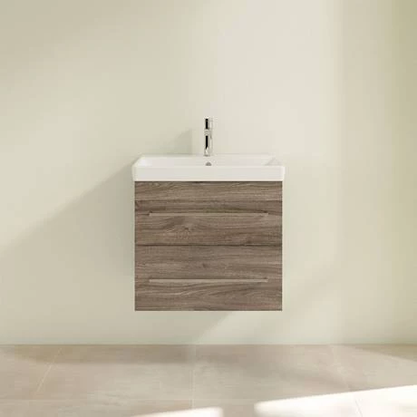 Villeroy and Boch Avento Stone Oak 600mm Wall Hung 2-Drawer Vanity Unit 3 Villeroy and Boch Avento Stone Oak 600mm Wall Hung 2-Drawer Vanity Unit - Image 3