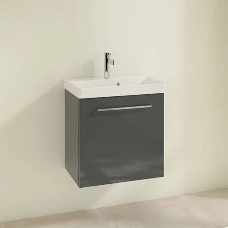 Villeroy and Boch Avento Crystal Grey 550mm Wall Hung 1-Door Vanity Unit 2 Villeroy and Boch Avento Crystal Grey 550mm Wall Hung 1-Door Vanity Unit - Image 2