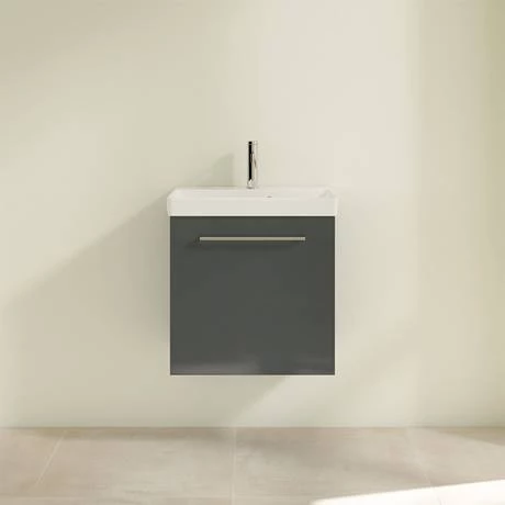 Villeroy and Boch Avento Crystal Grey 550mm Wall Hung 1-Door Vanity Unit 3 Villeroy and Boch Avento Crystal Grey 550mm Wall Hung 1-Door Vanity Unit - Image 3