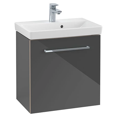 Villeroy and Boch Avento Crystal Grey 550mm Wall Hung 1-Door Vanity Unit 1 Villeroy and Boch Avento Crystal Grey 550mm Wall Hung 1-Door Vanity Unit
